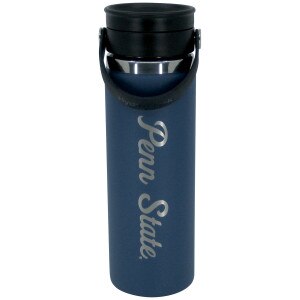 navy water bottle with script Penn State down the side